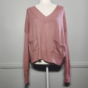 Banana Republic | Cozy Fleece Pink V-Neck Sweater